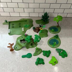 Playmobil Tree Terrain Sunflower/Flowers Pine Trunk/Branches Greenery Lot EUC